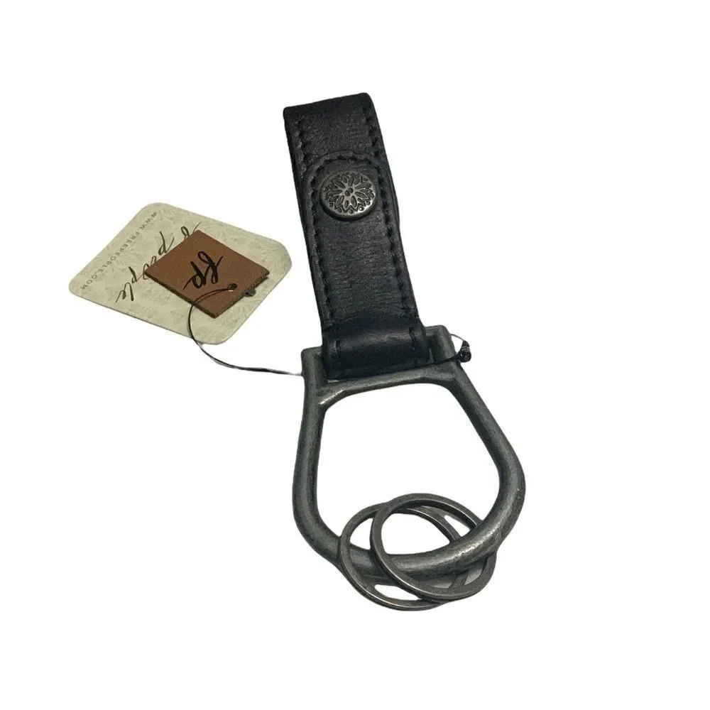 Free People We The Free Derby Black Leather Keyring